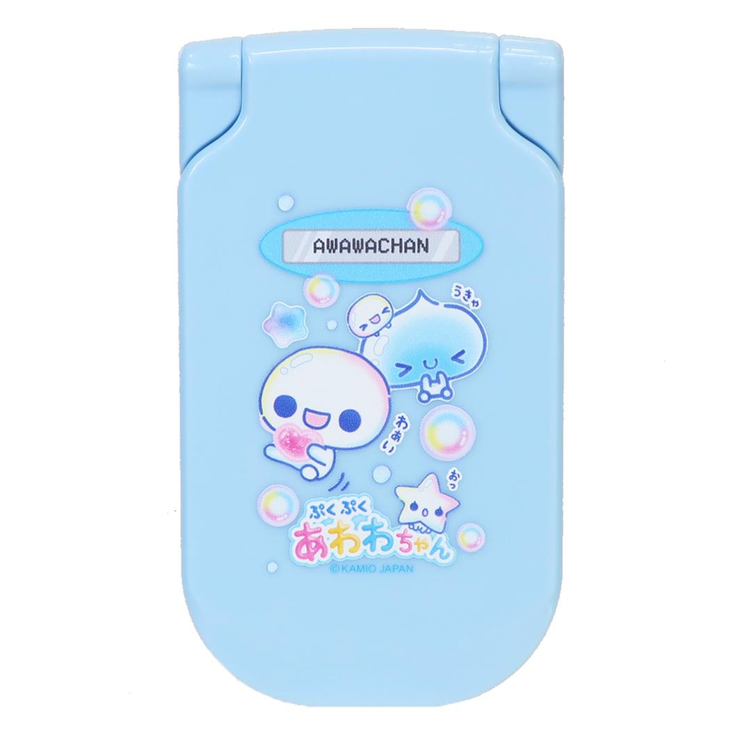 ぷくぷくあわわちゃん 鏡 ガラケー型 コンパクトミラー コーム付き パッケージ カミオジャパン