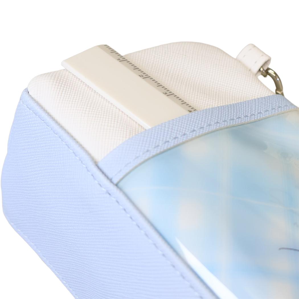 ペンポーチ milky blue ツインファスナーペンケース チェック カミオジャパン