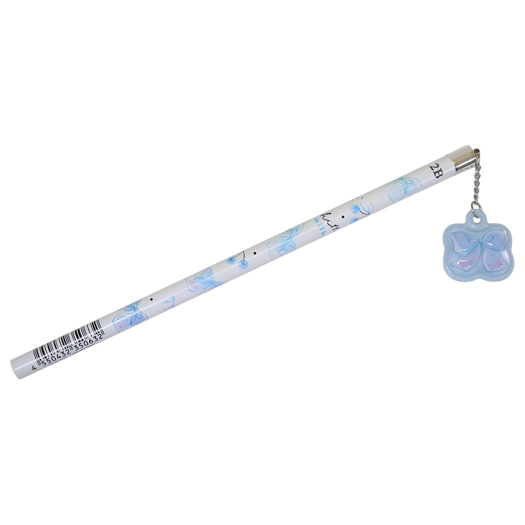 えんぴつ milky blue ドロップチャーム鉛筆2B リボン カミオジャパン
