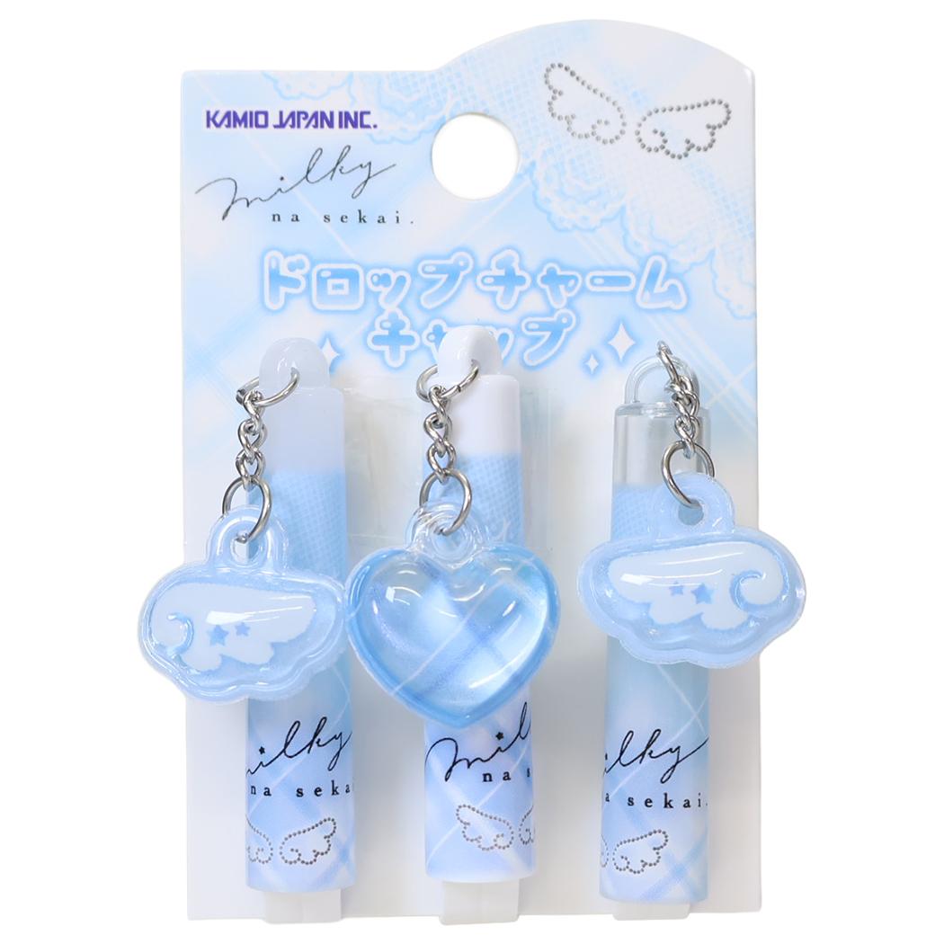 鉛筆キャップ milky blue ドロップチャームキャップ チェック カミオジャパン