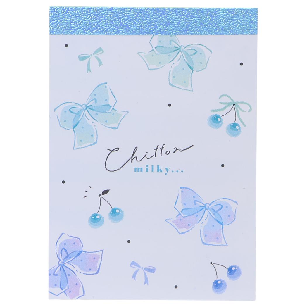 メモ帳 milky blue ミニメモ リボン カミオジャパン