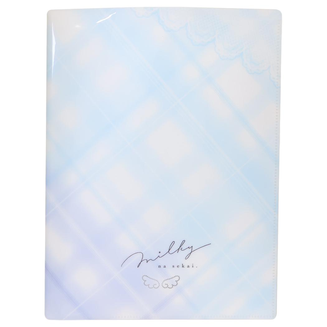 ポケットファイル milky blue 10ポケットクリアファイル チェック カミオジャパン