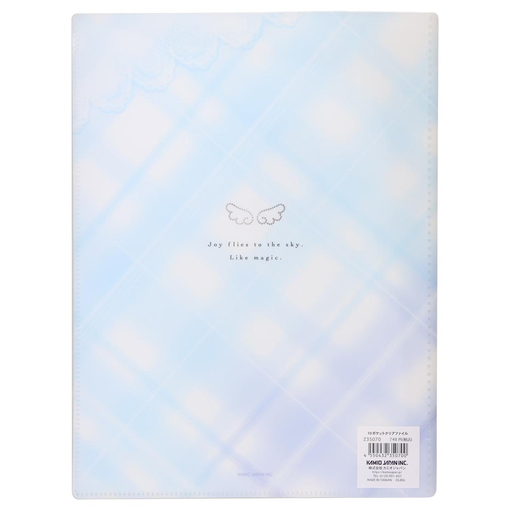 ポケットファイル milky blue 10ポケットクリアファイル チェック カミオジャパン