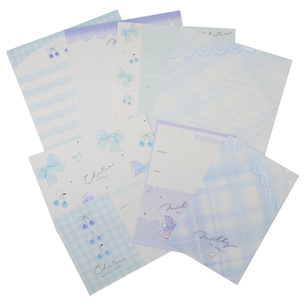 レターセット milky blue ソーメニーレター カミオジャパン
