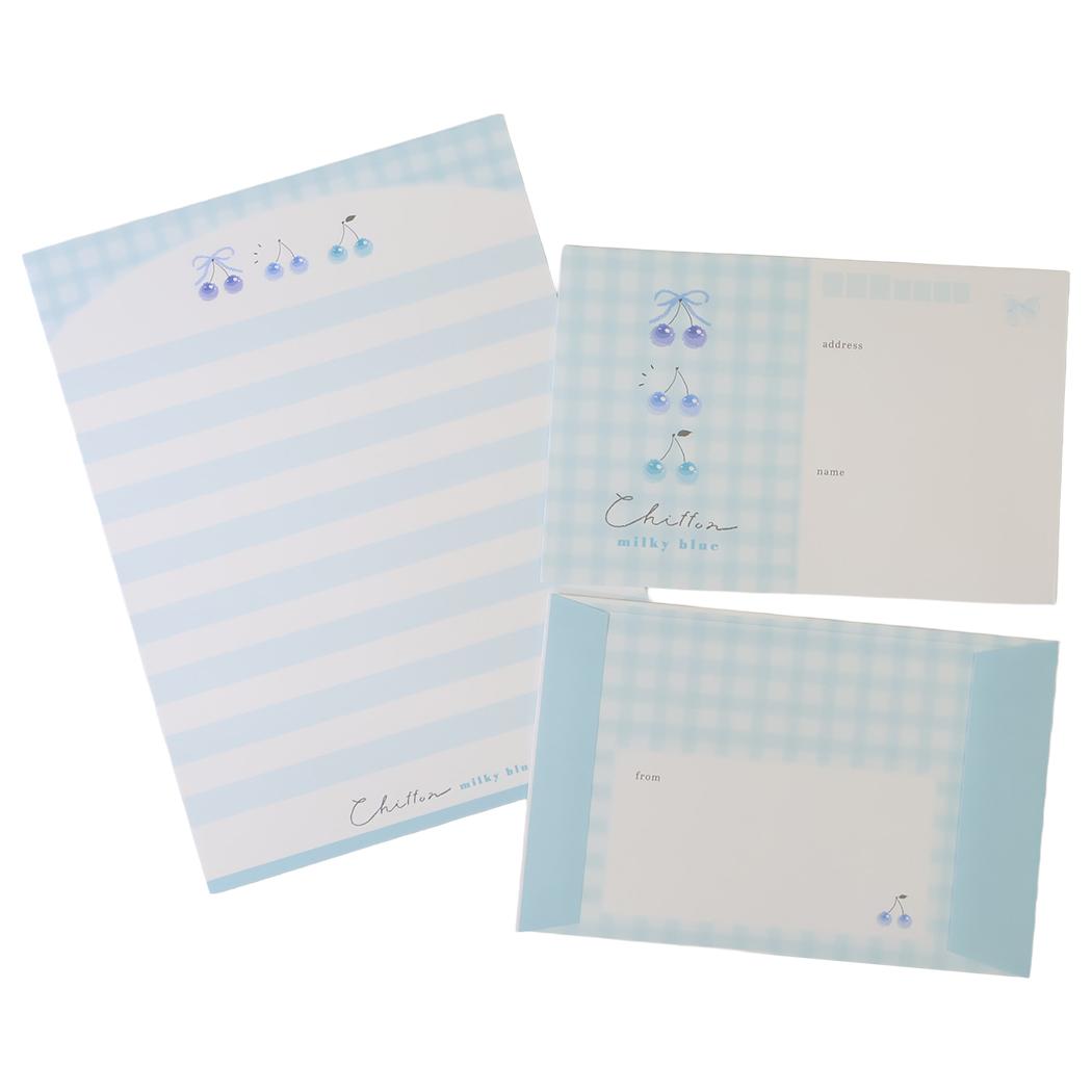 レターセット milky blue ソーメニーレター カミオジャパン