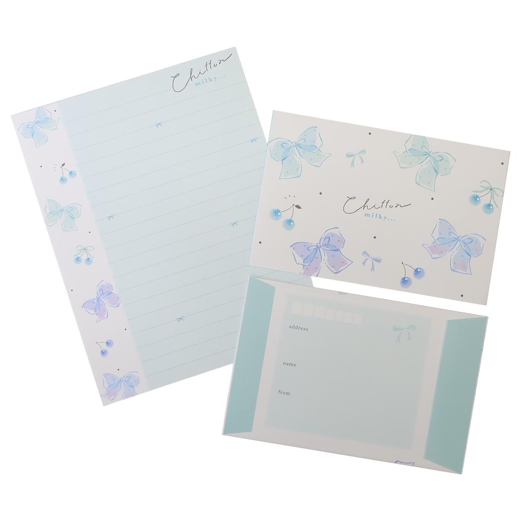レターセット milky blue ソーメニーレター カミオジャパン