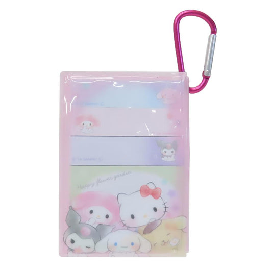 カラビナケースつきふせん 付箋 サンリオキャラクターズ ピンク サンリオ カミオジャパン 事務用品 新学期準備文具 付せん 小物入れ メール便可