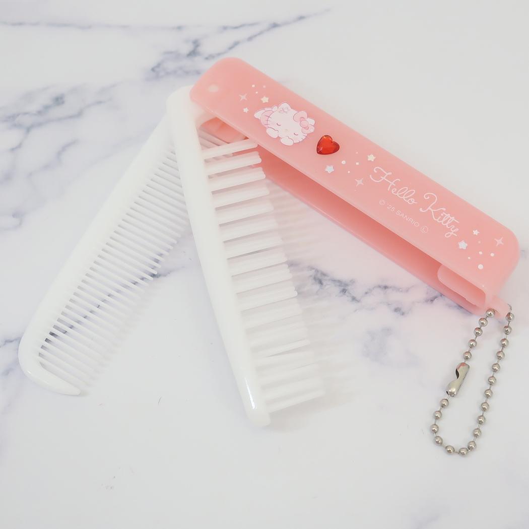 ハローキティ ヘアブラシ ストーン付き折りたたみブラシ＆コーム サンリオ カミオジャパン 折りたたみくし キャラクター グッズ メール便可 シネマコレクション