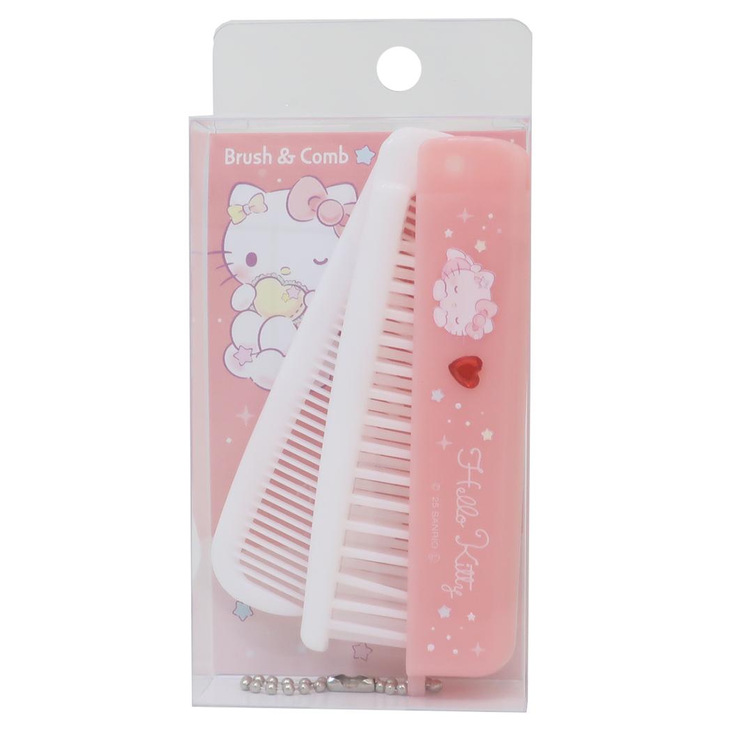 ハローキティ ヘアブラシ ストーン付き折りたたみブラシ＆コーム サンリオ カミオジャパン 折りたたみくし キャラクター グッズ メール便可 シネマコレクション