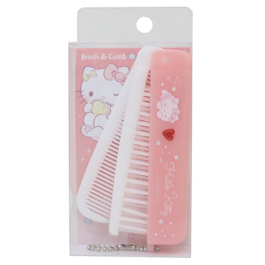 ハローキティ ヘアブラシ ストーン付き折りたたみブラシ＆コーム サンリオ カミオジャパン 折りたたみくし キャラクター グッズ メール便可 シネマコレクション