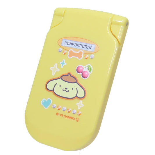 ポムポムプリン 手鏡 ガラケー型コンパクトミラー サンリオ カミオジャパン コンパクトミラー 平成レトロ キャラクター グッズ メール便可 シネマコレクション