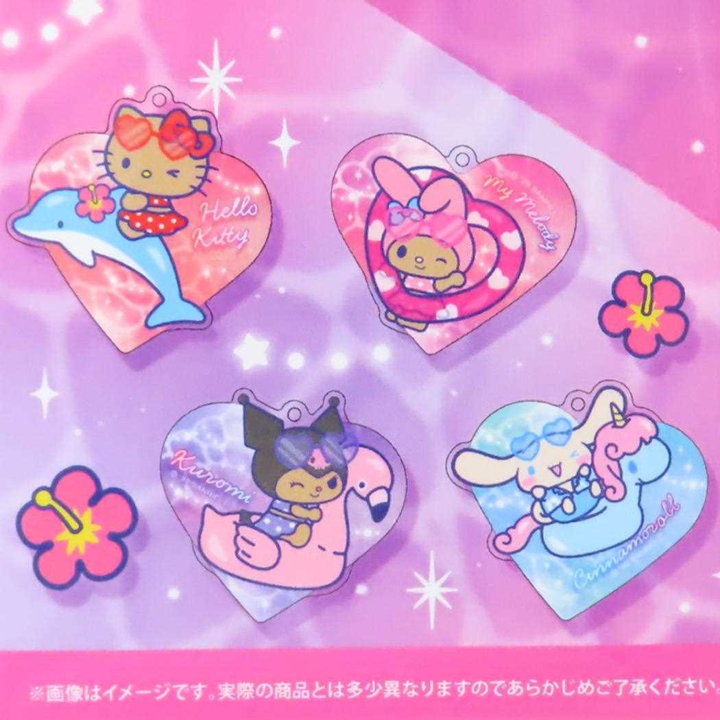 サンリオキャラクターズ キーリング トレーディンググリッターキーホルダー 全8種の内どれか1個 night party サンリオ カミオジャパン コレクション雑貨 キャラクター グッズ メール便可 シネマコレクション