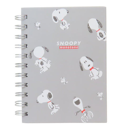 スヌーピー リングノート A6Wリングノート Snoopy monotone ピーナッツ カミオジャパン 新学期準備文具 かわいい キャラクター グッズ メール便可 シネマコレクション