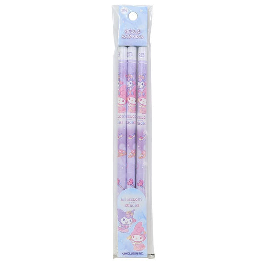 マイメロディ＆クロミ 鉛筆 3本入りえんぴつ2Bセット キラキラドレス サンリオ カミオジャパン えんぴつ 新学期準備文具 筆記用具 小学生 かわいい キャラクター グッズ メール便可 シネマコレクション