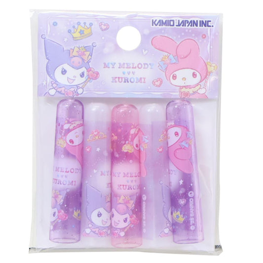 マイメロディ＆クロミ 鉛筆キャップ えんぴつカバー5本セット キラキラドレス サンリオ カミオジャパン 新学期準備文具 キャラクター グッズ メール便可 シネマコレクション