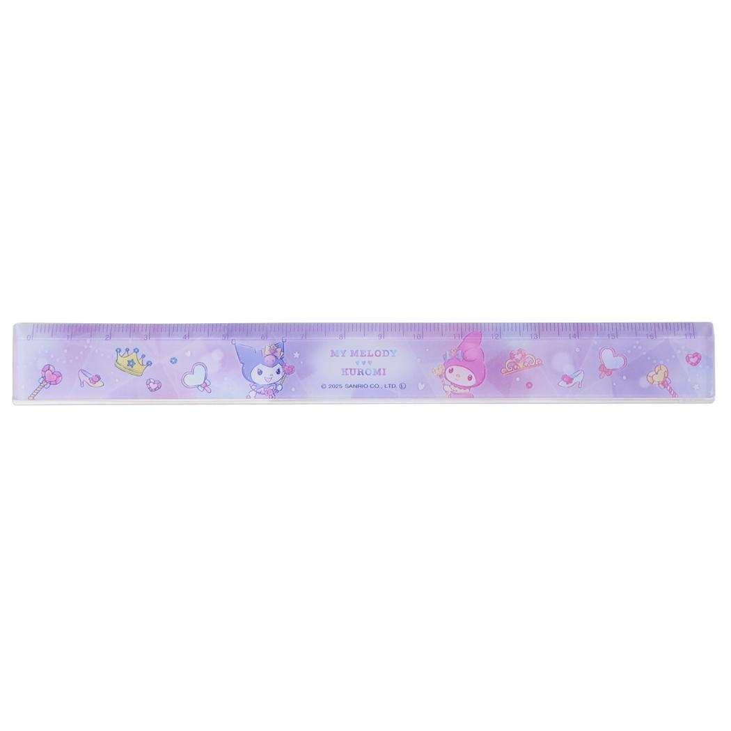 マイメロディ＆クロミ ものさし スリム17cm定規 キラキラドレス サンリオ カミオジャパン 新学期準備文具 キャラクター グッズ メール便可 シネマコレクション