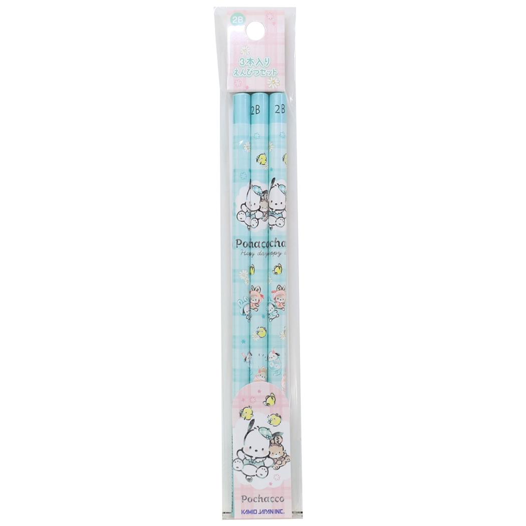 ポチャッコ 鉛筆 3本入りえんぴつ2Bセット チェックルック サンリオ カミオジャパン えんぴつ 新学期準備文具 筆記用具 小学生 かわいい キャラクター グッズ メール便可 シネマコレクション