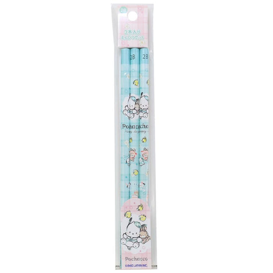 ポチャッコ 鉛筆 3本入りえんぴつ2Bセット チェックルック サンリオ カミオジャパン えんぴつ 新学期準備文具 筆記用具 小学生 かわいい キャラクター グッズ メール便可 シネマコレクション