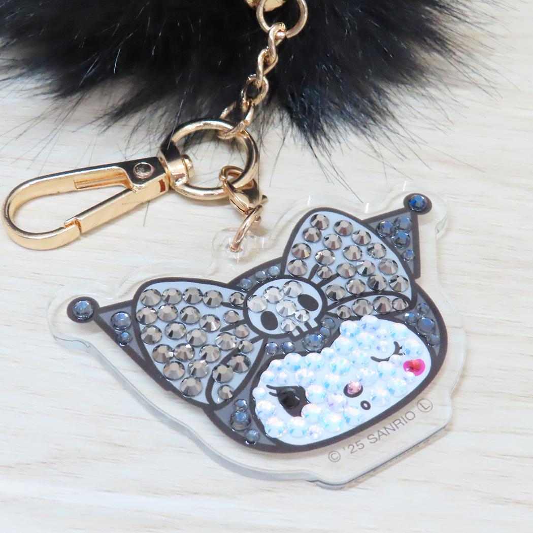 クロミ キーリング ストーン付きファーキーホルダー ブラック サンリオ カミオジャパン かわいい キャラクター グッズ シネマコレクション