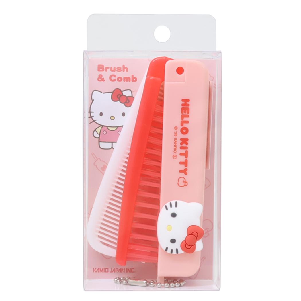 ハローキティ ヘアブラシ ぷっくり折りたたみブラシ＆コーム サンリオ カミオジャパン プレゼント かわいい 折りたたみくし キャラクター グッズ メール便可 シネマコレクション