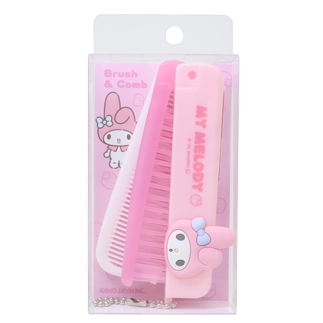 マイメロディ ヘアブラシ ぷっくり折りたたみブラシ＆コーム サンリオ カミオジャパン プレゼント かわいい 折りたたみくし キャラクター グッズ メール便可 シネマコレクション