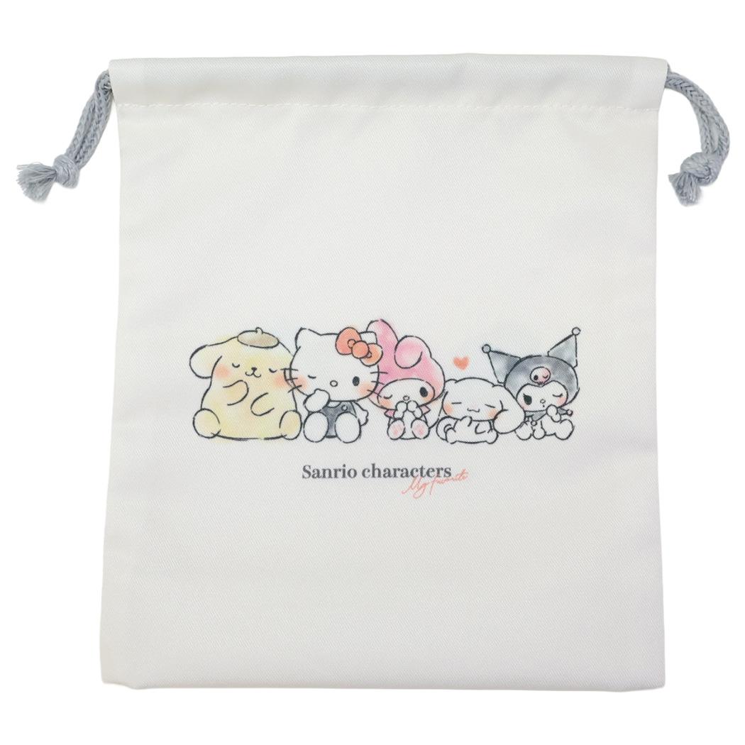 サンリオキャラクターズ 巾着袋 マチ付き巾着 きんちゃくポーチ みんなと一緒 サンリオ カミオジャパン 新学期準備 キャラクター グッズ メール便可 シネマコレクション