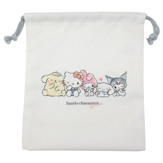サンリオキャラクターズ 巾着袋 マチ付き巾着 きんちゃくポーチ みんなと一緒 サンリオ カミオジャパン 新学期準備 キャラクター グッズ メール便可 シネマコレクション