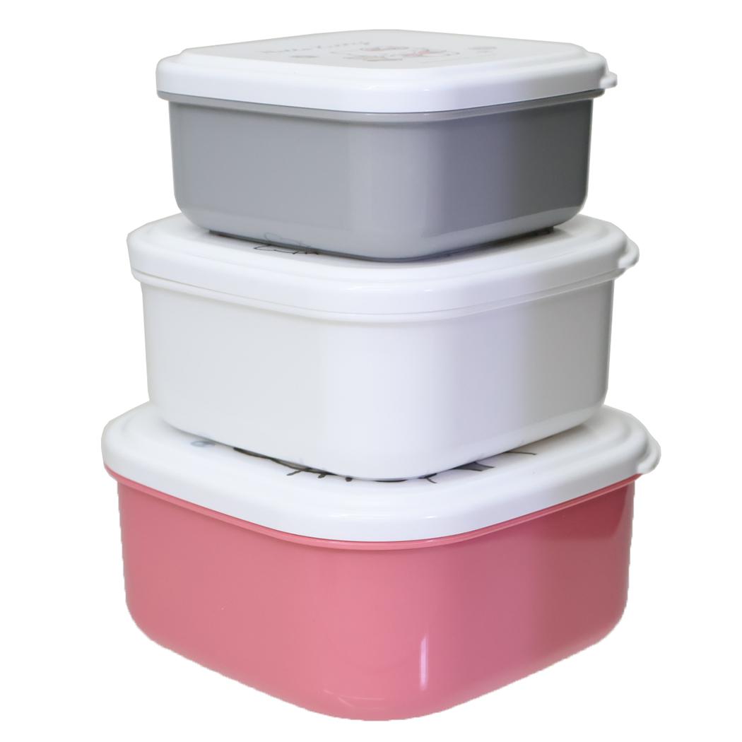 ハローキティ お弁当箱 抗菌 入れ子ランチボックス 3個入り モノクロリボン サンリオ カミオジャパン 新学期準備 日本製 キャラクター グッズ シネマコレクション