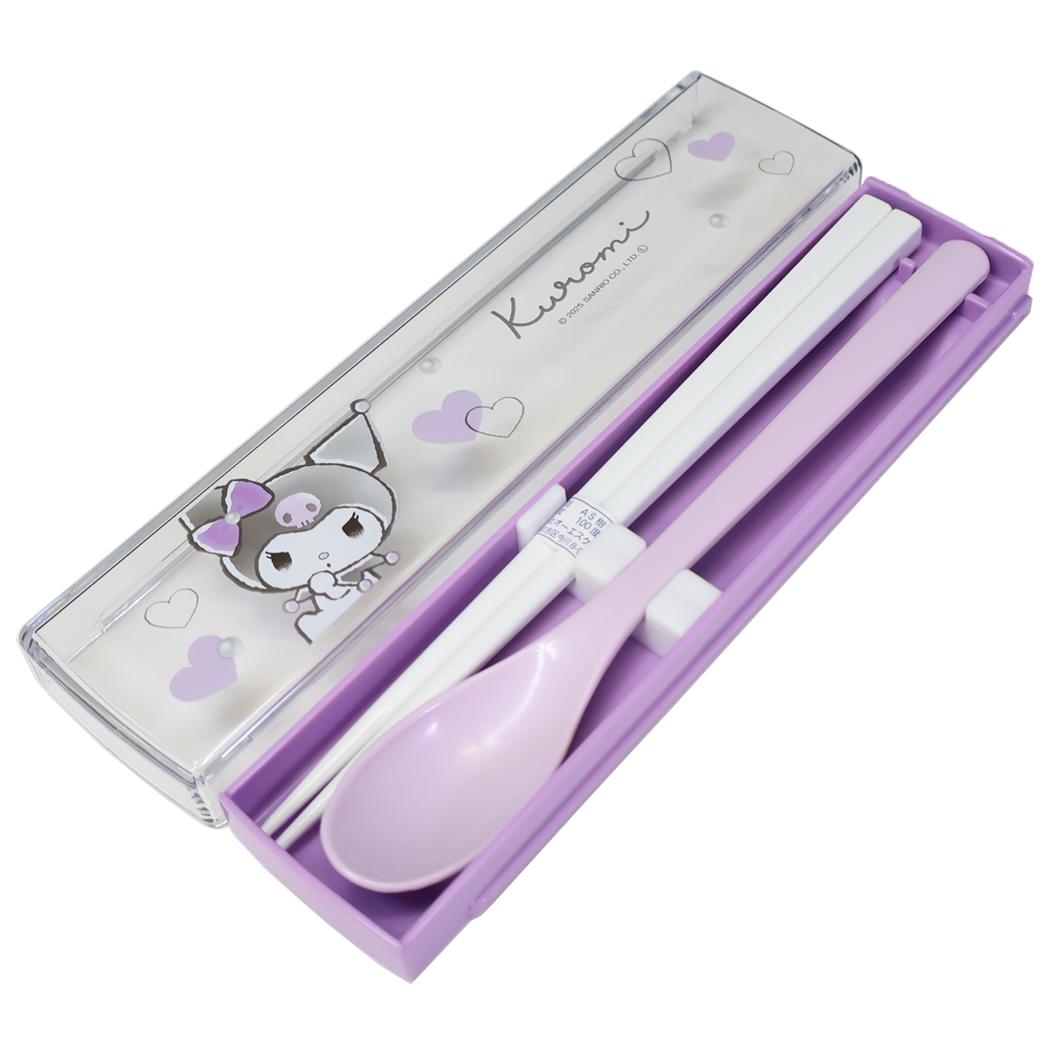 クロミ コンビセット 抗菌 おはし＆スプーンのツインセット スライド式 モノクロリボン サンリオ カミオジャパン 新学期準備 日本製 キャラクター グッズ メール便可 シネマコレクション