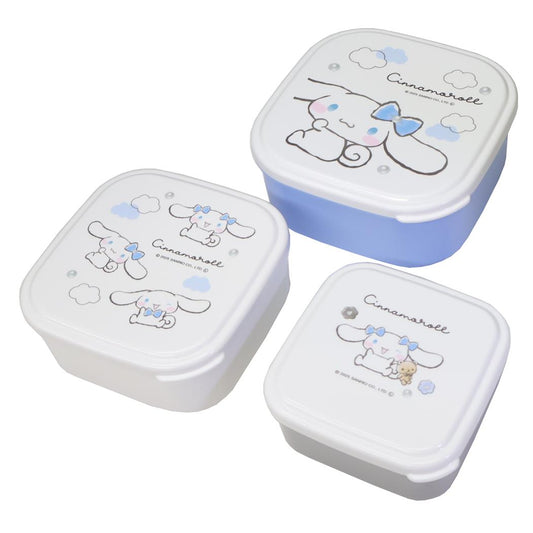 シナモロール お弁当箱 抗菌 入れ子ランチボックス 3個入り モノクロリボン サンリオ カミオジャパン 新学期準備 日本製 キャラクター グッズ シネマコレクション