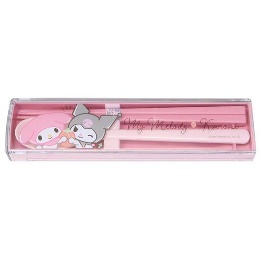 マイメロディ＆クロミ コンビセット 抗菌 おはし＆スプーンのツインセット スライド式 いちご サンリオ カミオジャパン 新学期準備 日本製 キャラクター グッズ メール便可 シネマコレクション