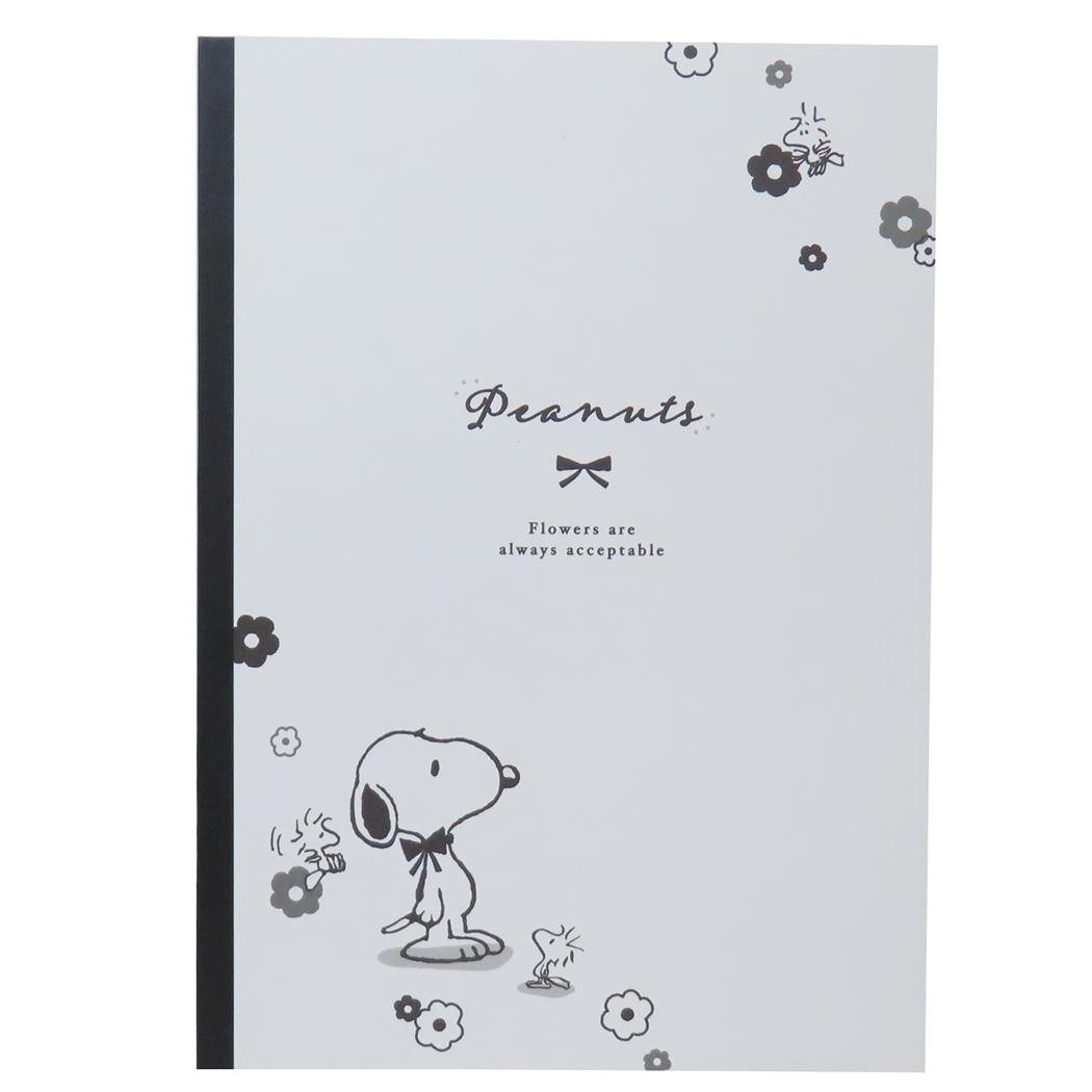 スヌーピー 横罫ノート B5クロスノート monochrome flower ピーナッツ カミオジャパン 新学期準備文具 かわいい キャラクター グッズ メール便可 シネマコレクション