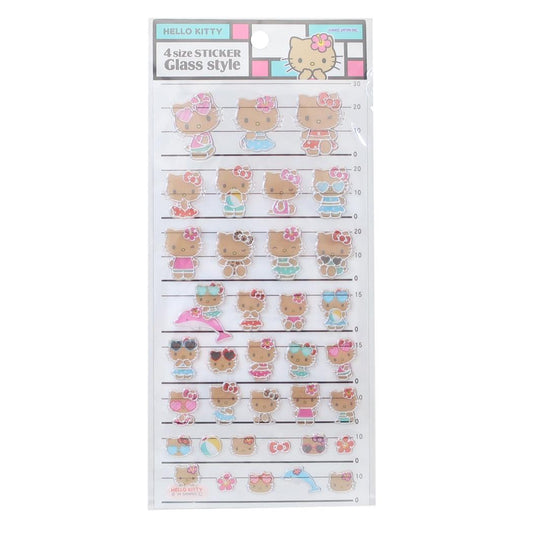 サンリオキャラクターズ シールシート 4サイズステッカー グラススタイル ハローキティ/日焼け Sanrio カミオジャパン
