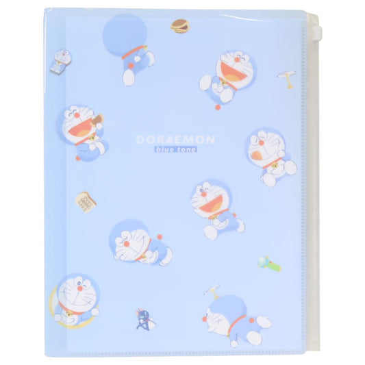 ドラえもん ポケットファイル ファスナー付き6ポケットクリアファイル blue tone 藤子F不二雄 カミオジャパン 新学期準備文具 アニメキャラクター グッズ シネマコレクション