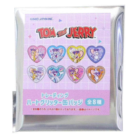 トムとジェリー 缶バッジ トレーディングハートグリッター缶バッジ 全8種の内どれか1個 ワーナーブラザース カミオジャパン コレクション雑貨 キャラクター グッズ メール便可 シネマコレクション