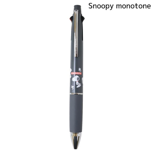 スヌーピー シャープペン＆黒赤青緑4色ボールペン ジェットストリーム 4＆1 0.5mm Snoopy monotone ピーナッツ カミオジャパン