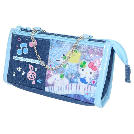 サンリオキャラクターズ ペンケース デニムWファスナーペンポーチ 平成ファンシー Colorful music world Sanrio カミオジャパン