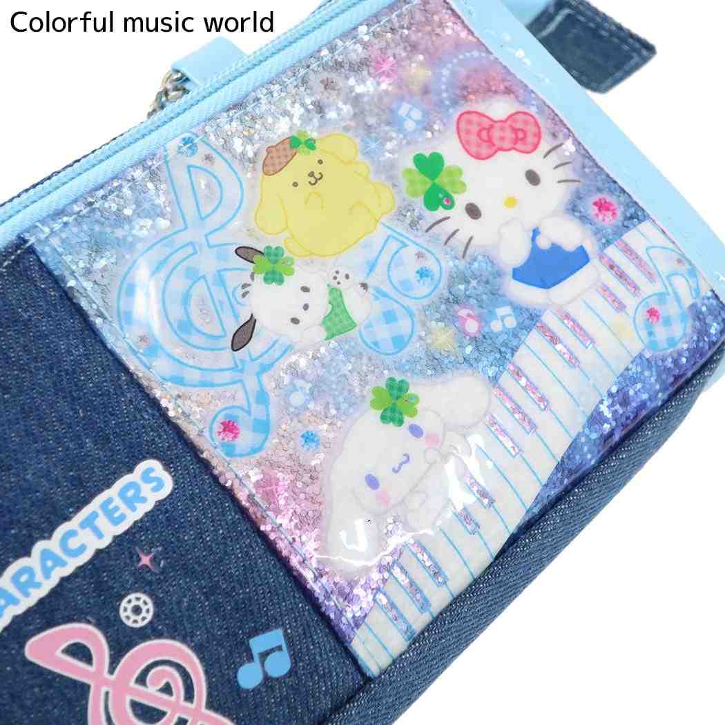 サンリオキャラクターズ ペンケース デニムWファスナーペンポーチ 平成ファンシー Colorful music world Sanrio カミオジャパン