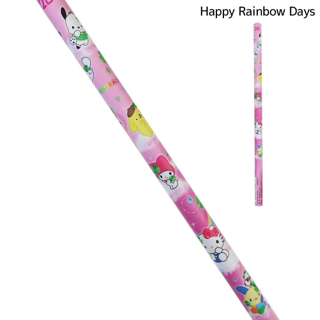 サンリオキャラクターズ 鉛筆 2B 丸軸 平成ファンシー Happy Rainbow Days Sanrio カミオジャパン