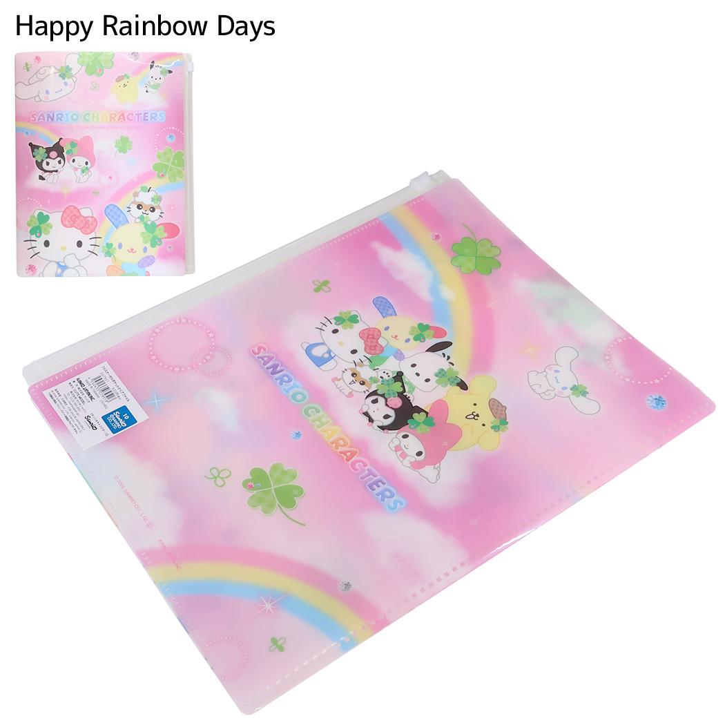 サンリオキャラクターズ ポケットファイル ファスナー付き6ポケットクリアファイル A4 平成ファンシー Happy Rainbow Days Sanrio カミオジャパン