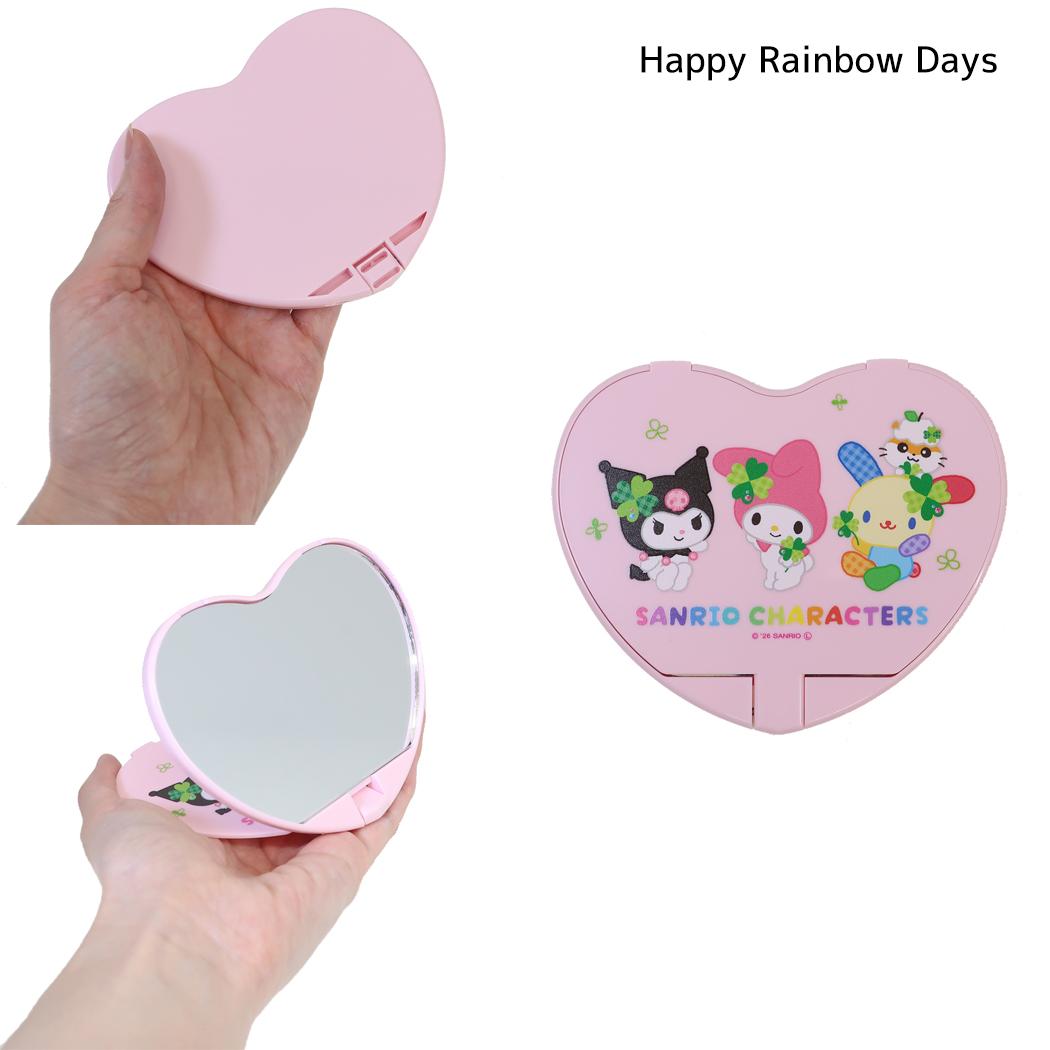 サンリオキャラクターズ 手鏡 ハート型コンパクトミラー 平成ファンシー Happy Rainbow Days Sanrio カミオジャパン