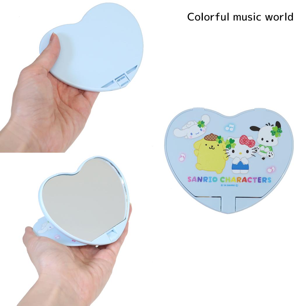 サンリオキャラクターズ 手鏡 ハート型コンパクトミラー 平成ファンシー Colorful music world Sanrio カミオジャパン