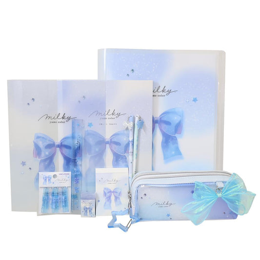milky blue 文具セット 10点文房具セット リボン カミオジャパン 新学期準備文具 かわいい グッズ シネマコレクション