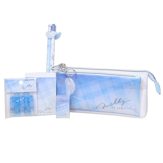 milky blue 文具セット 6点文房具セット チェック カミオジャパン 新学期準備文具 かわいい グッズ シネマコレクション