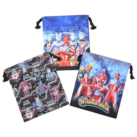 ウルトラヒーローズ 巾着袋 きんちゃくポーチS 3枚セット 特撮ヒーロー バンダイ 新学期準備雑貨 キャラクター グッズ メール便可 シネマコレクション