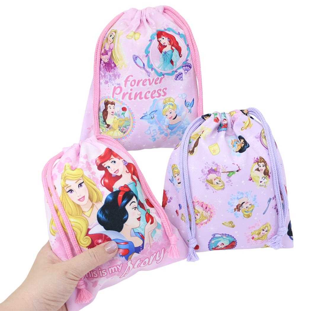 ディズニープリンセス 巾着袋 きんちゃくポーチS 3枚セット ディズニー 高波クリエイト 新学期準備雑貨 キャラクター グッズ メール便可 シネマコレクション