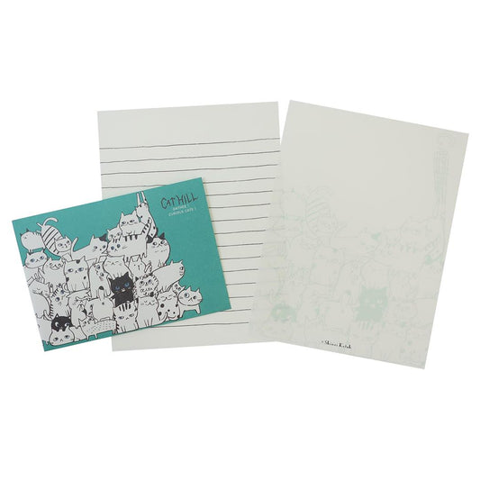 キャットヒル 手紙セット レターセット グリーン 木野瀬印刷 便箋＆封筒 かわいい グッズ メール便可 シネマコレクション