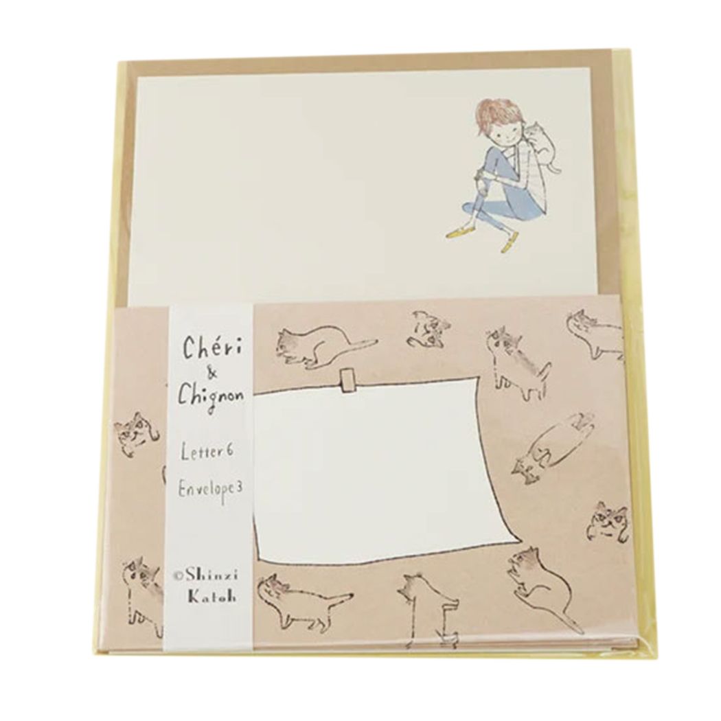 手紙セット レターセット Cheri＆Chignon にぎやか 木野瀬印刷 便箋＆封筒 かわいい グッズ メール便可 シネマコレクション
