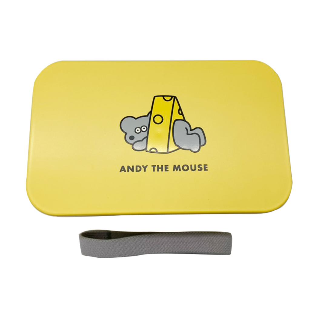 ねずみのANDY お弁当箱 １段スクエアランチボックス600 イエロー アンディ ロータスウイング プレゼント キャラクター グッズ シネマコレクション