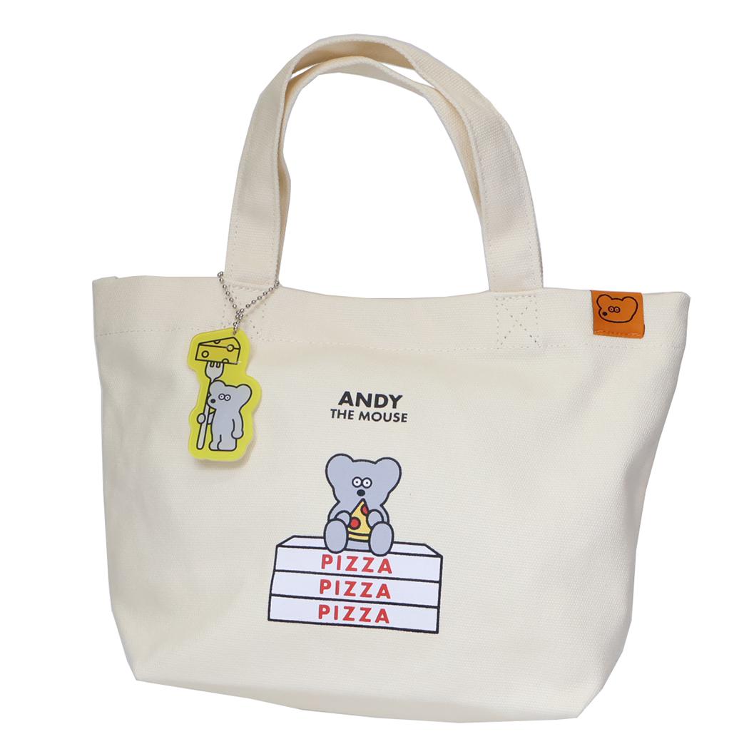 ねずみのANDY ランチバッグ チャーム付きミニランチバッグ アイボリー IV アンディ ロータスウイング お弁当かばん キャラクター グッズ メール便可 シネマコレクション